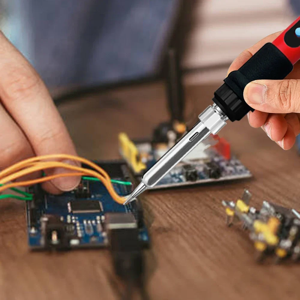 80W Soldering Iron Kit Adjustable Temperature LCD Solder Welding Tools Ceramic Heater Soldering Tips Tweezers Soldering Wire