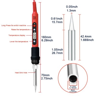 80W Soldering Iron Kit Adjustable Temperature LCD Solder Welding Tools Ceramic Heater Soldering Tips Tweezers Soldering Wire - Image 2