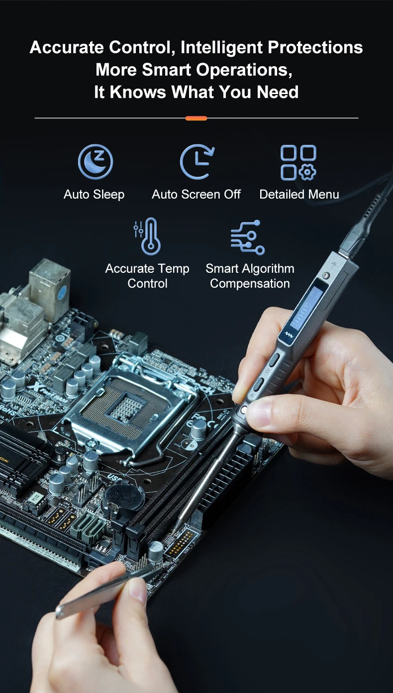 MINIWARE TS101 Digital Display Electric Soldering Iron High Power Welding Pen Internal Heating Household Welding Repair Kits