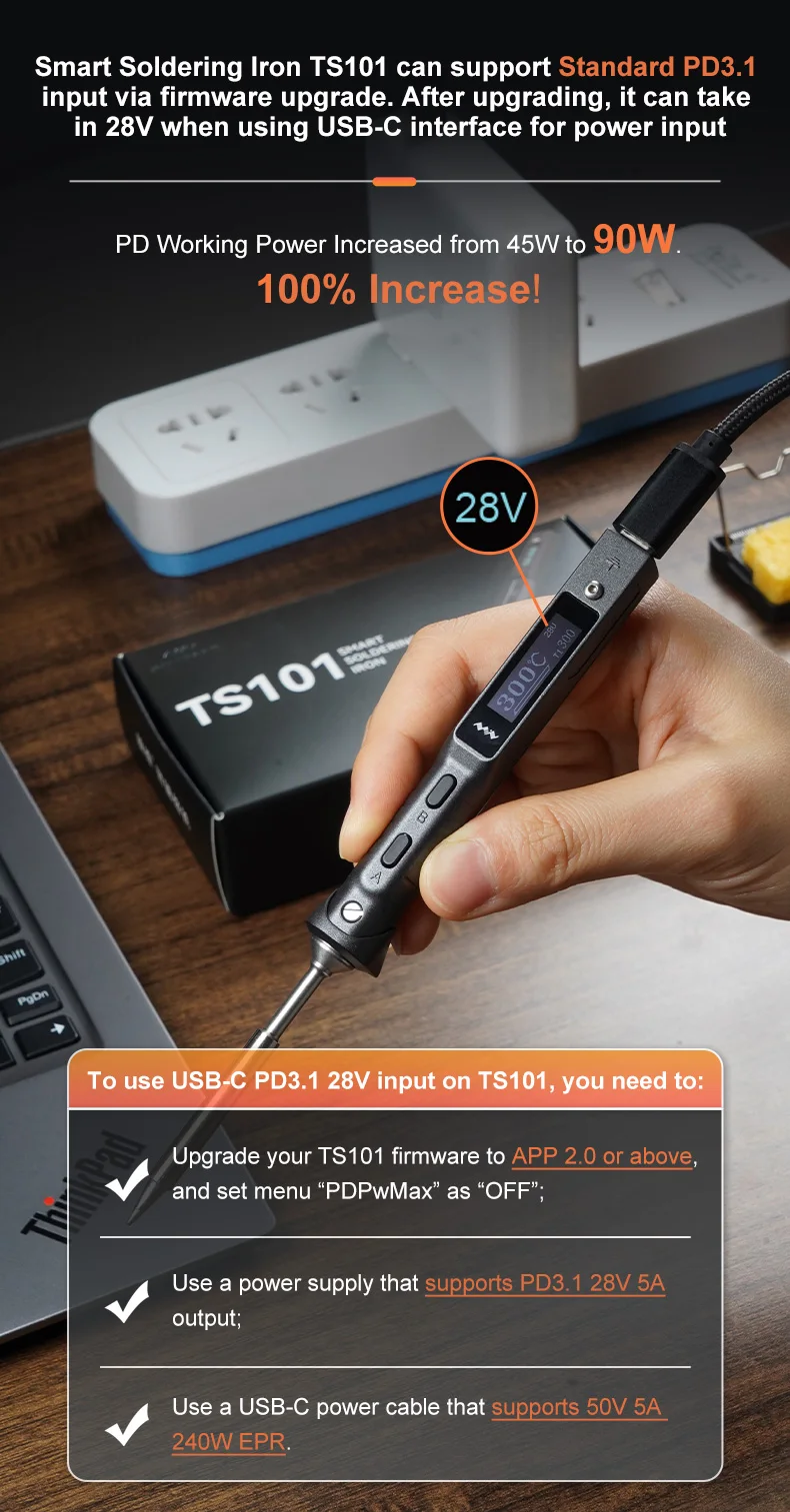 MINIWARE TS101 Digital Display Electric Soldering Iron High Power Welding Pen Internal Heating Household Welding Repair Kits