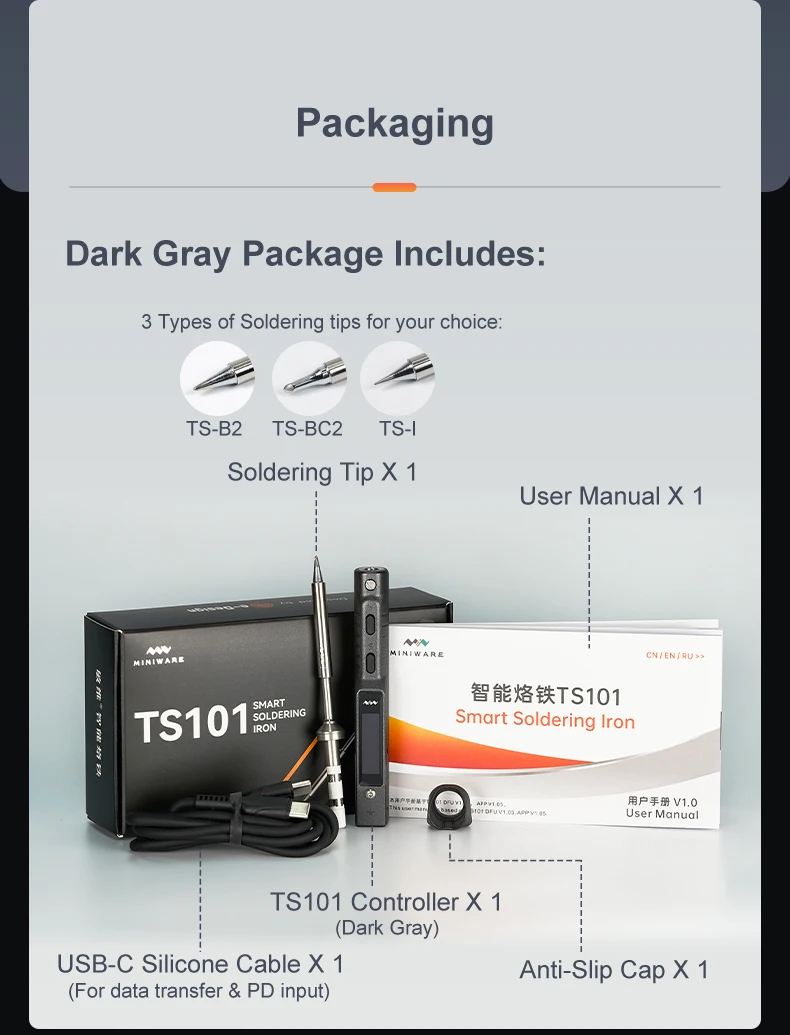MINIWARE TS101 Digital Display Electric Soldering Iron High Power Welding Pen Internal Heating Household Welding Repair Kits