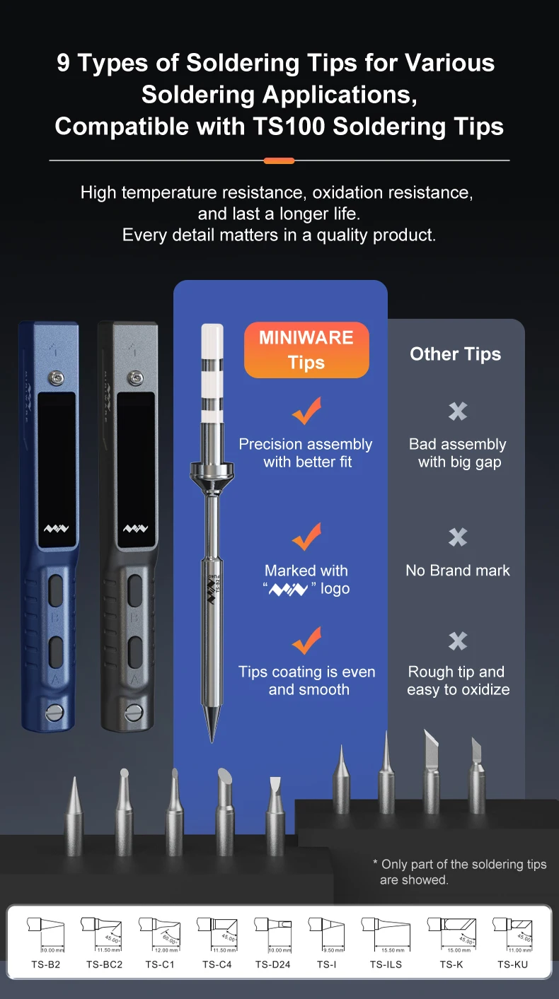 MINIWARE TS101 Digital Display Electric Soldering Iron High Power Welding Pen Internal Heating Household Welding Repair Kits