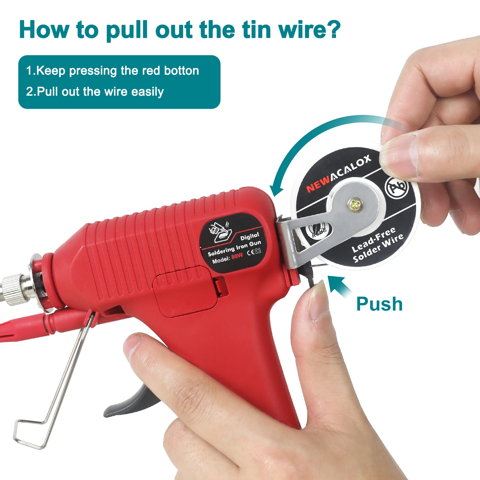 NEWACALOX EU 80W Digital Display Soldering Iron Gun 180-520°C Adjustable Temperature Automatic Send Tin Gun Repair DIY Tool
