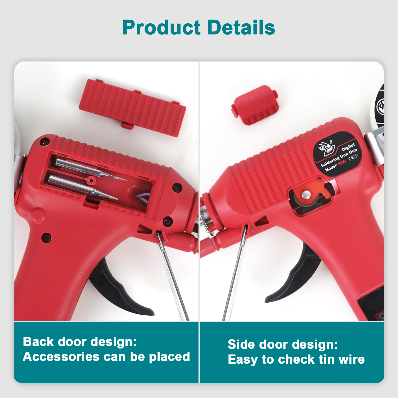 NEWACALOX EU 80W Digital Display Soldering Iron Gun 180-520°C Adjustable Temperature Automatic Send Tin Gun Repair DIY Tool
