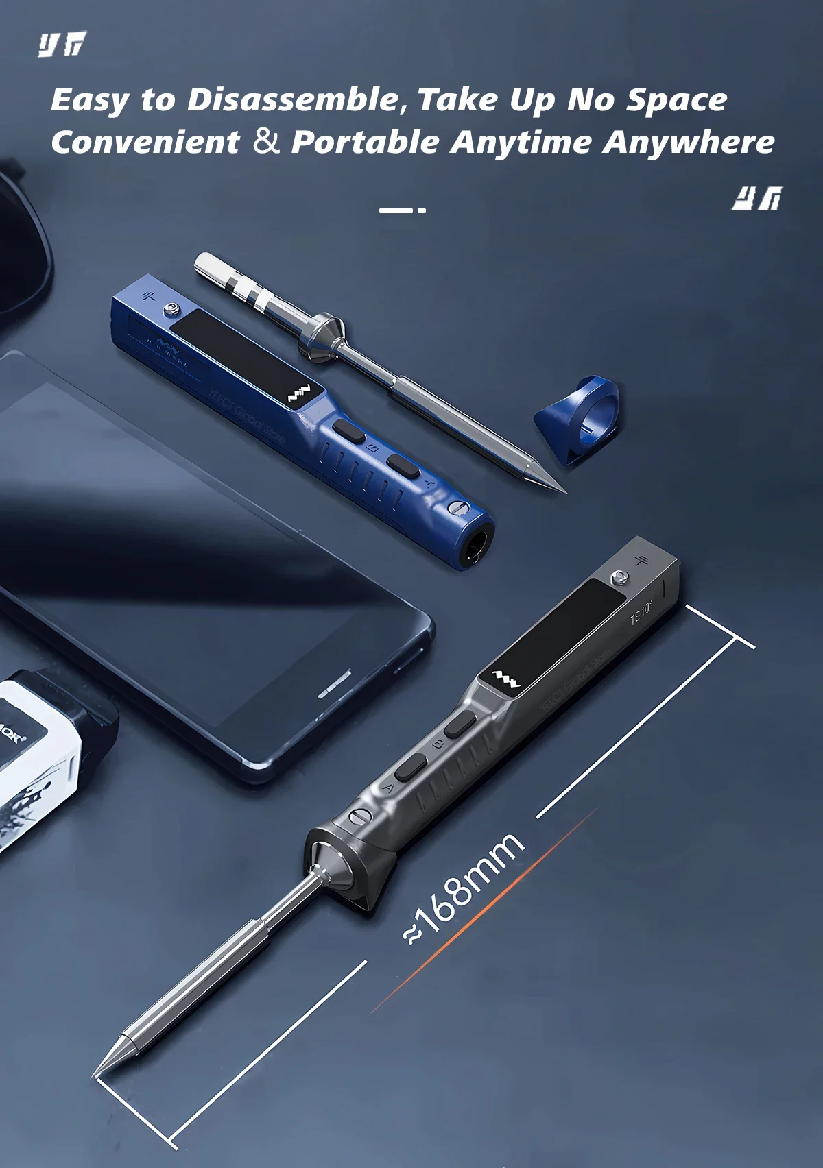 TS101 Blue Smart Soldering Iron BC2 Tip 90W Portable DC USB-C Interface For Welding Tools Constant Adjustable Temperature TS 100