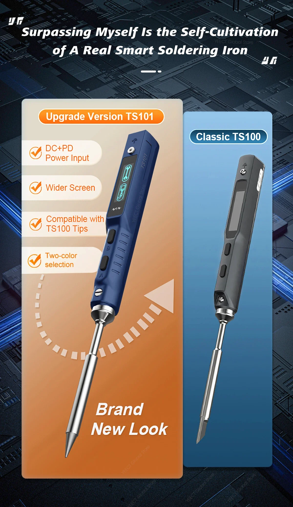 TS101 Blue Smart Soldering Iron BC2 Tip 90W Portable DC USB-C Interface For Welding Tools Constant Adjustable Temperature TS 100