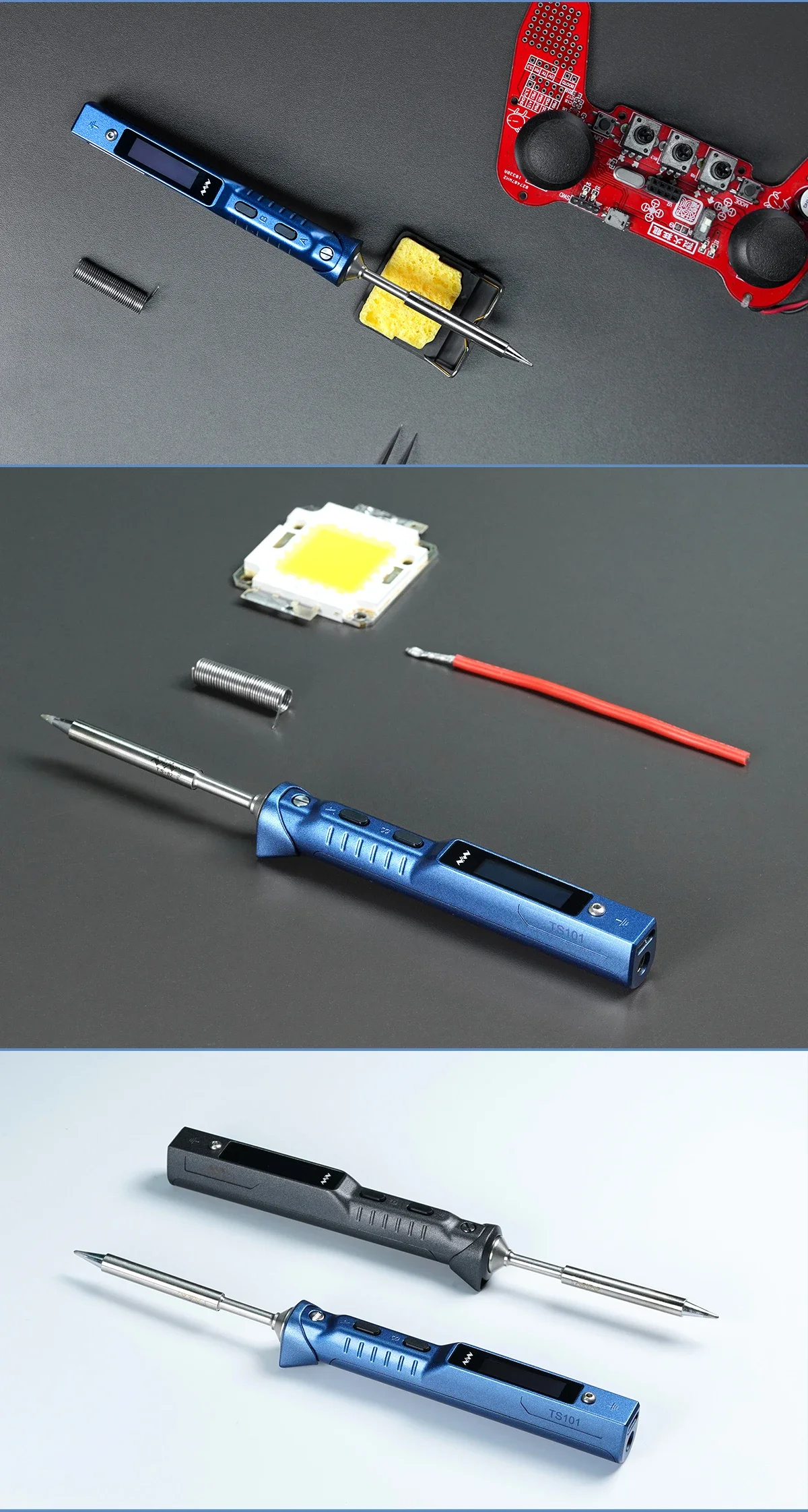 TS101 Blue Smart Soldering Iron BC2 Tip 90W Portable DC USB-C Interface For Welding Tools Constant Adjustable Temperature TS 100