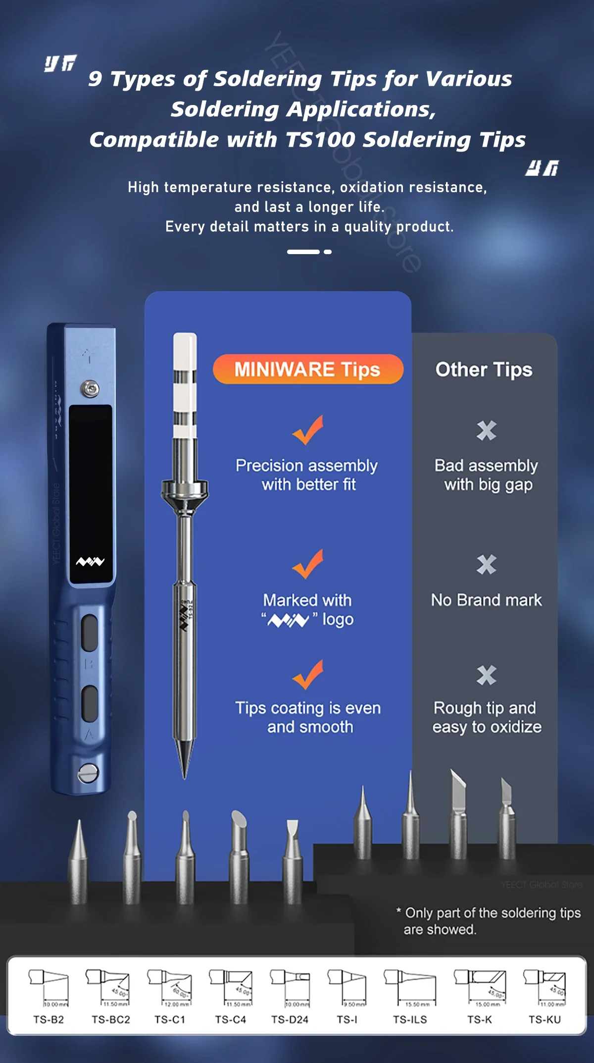TS101 Blue Smart Soldering Iron BC2 Tip 90W Portable DC USB-C Interface For Welding Tools Constant Adjustable Temperature TS 100