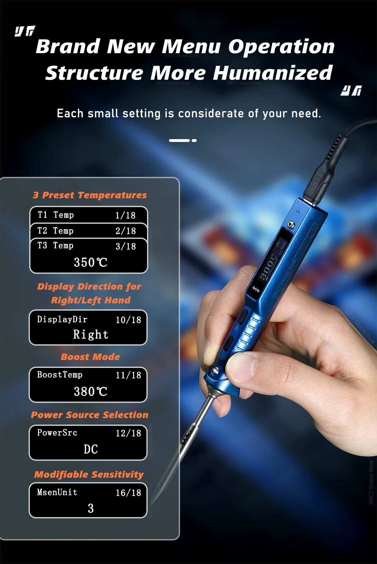 TS101 Blue Smart Soldering Iron BC2 Tip 90W Portable DC USB-C Interface For Welding Tools Constant Adjustable Temperature TS 100