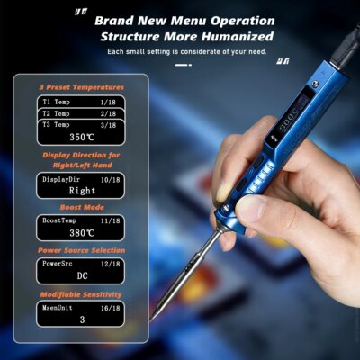 TS101 Blue Smart Soldering Iron BC2 Tip 90W Portable DC USB-C Interface For Welding Tools Constant Adjustable Temperature TS 100 - Image 5