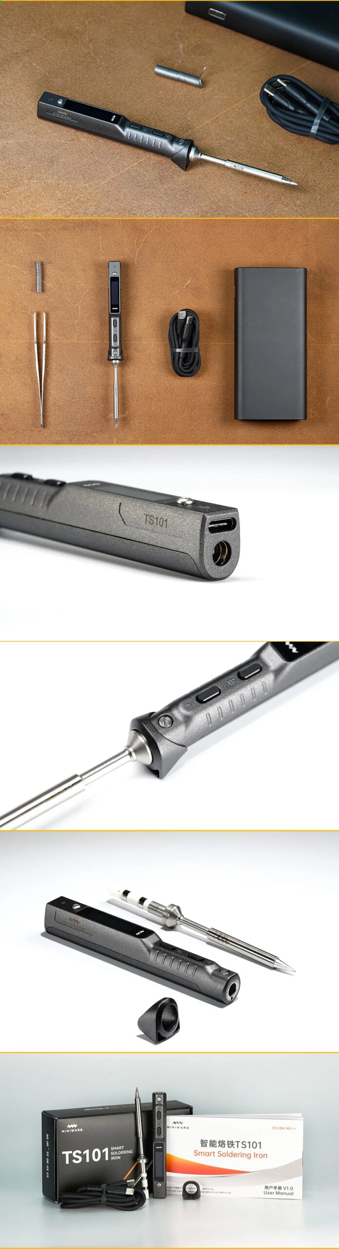 Original TS101 Soldering Iron Electric 65W Temperature Adjustable Programming TS100 Soldering Iron New Upgrade With PD Plug Kit