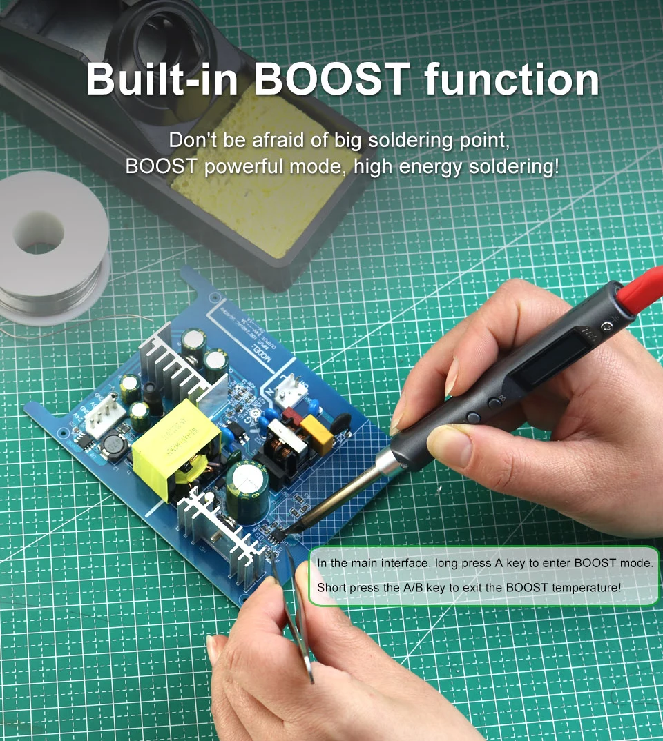QUECOO Electric Soldering Iron Kit T85 96W Repair Tool Welding Solder Rework Station Heat Pencil Smart Portable Solder Iron Tips