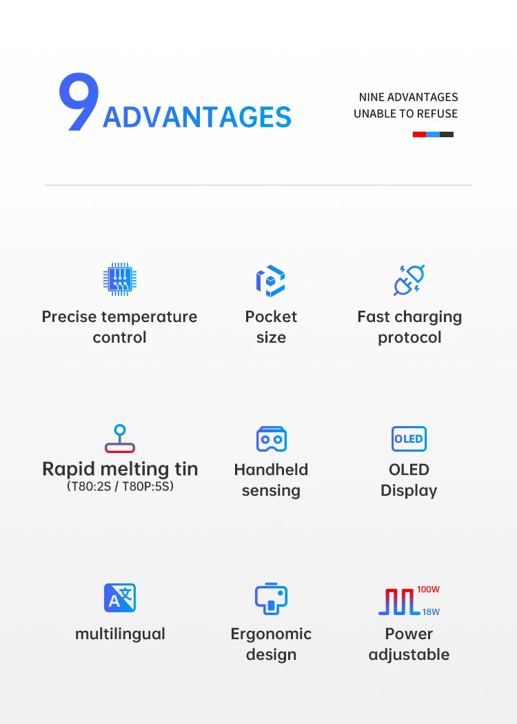 ALIENTEK T80/T80P Adjustable Soldering Iron 100W Temperature Fast Heat Portable Electric Digital Welding Station Kit C245 C210 ALIENTEK T80/T80P Adjustable Soldering Iron 100W Temperature Fast Heat Portable Electric Digital Welding Station Kit C245 C210