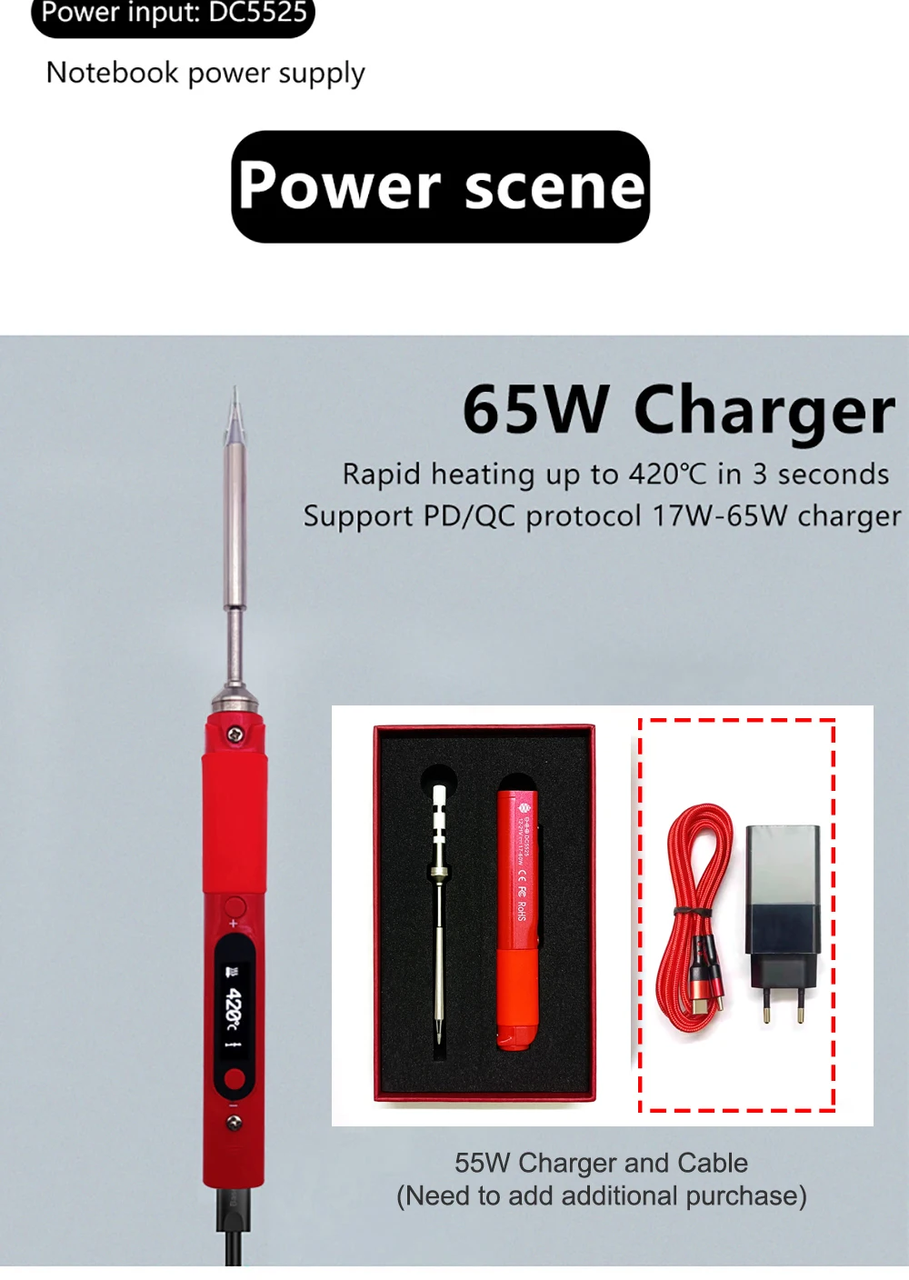Pine64 CN Version Pinecil V1 Soldering Iron Portable Programable Welding Tools Adjustable Temperature Digital Solder Station