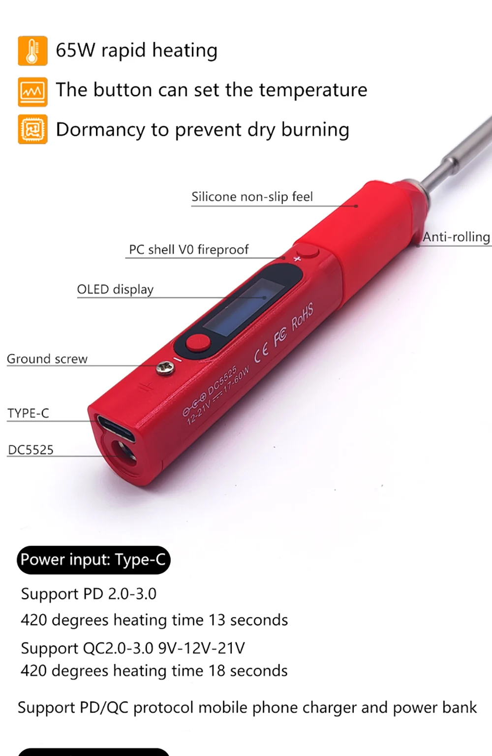 Pine64 CN Version Pinecil V1 Soldering Iron Portable Programable Welding Tools Adjustable Temperature Digital Solder Station