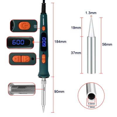 120W Electric Soldering Iron Welding Tool Adjustable Temperature LCD Ceramic Heater Soldering Iron Head Desoldering Pump Set - Image 2