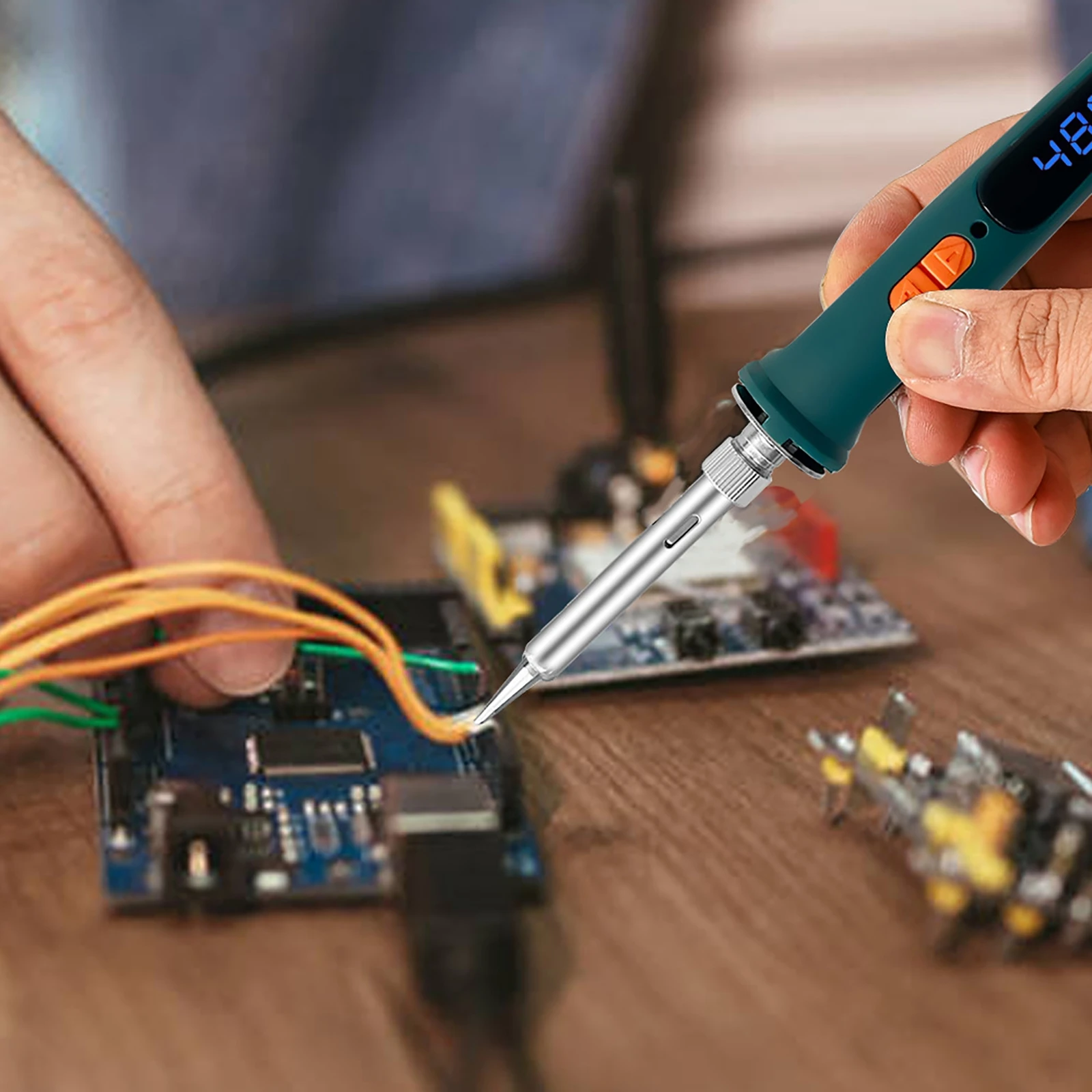120W Electric Soldering Iron Welding Tool Adjustable Temperature LCD Ceramic Heater Soldering Iron Head Desoldering Pump Set