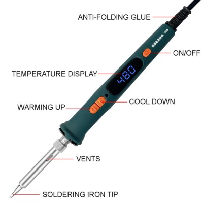 120W Electric Soldering Iron Welding Tool Adjustable Temperature LCD Ceramic Heater Soldering Iron Head Desoldering Pump Set - Image 3
