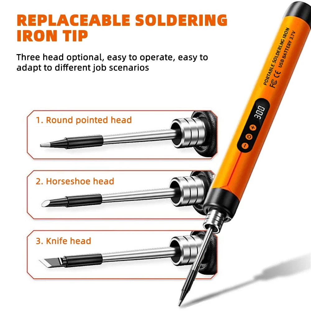 USB Smart Soldering Iron Kit Digital Display Type-C Interface Electric LED Soldering Iron Adjustable Temperature Welding Tool ﻿