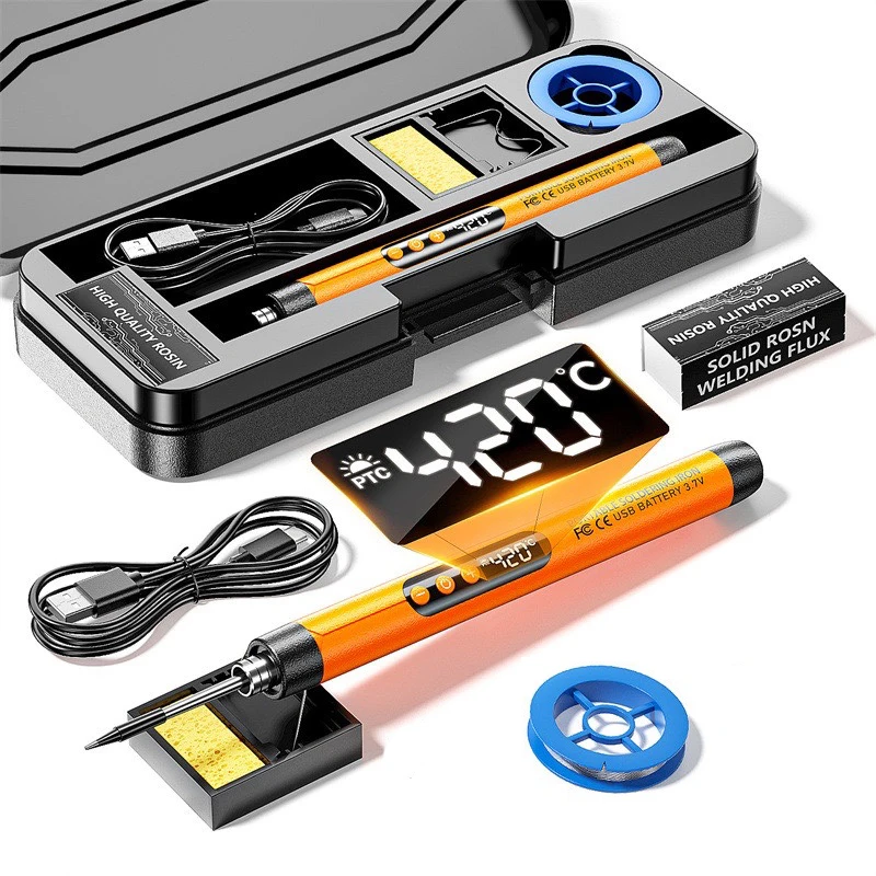 USB Smart Soldering Iron Kit Digital Display Type-C Interface Electric LED Soldering Iron Adjustable Temperature Welding Tool ﻿