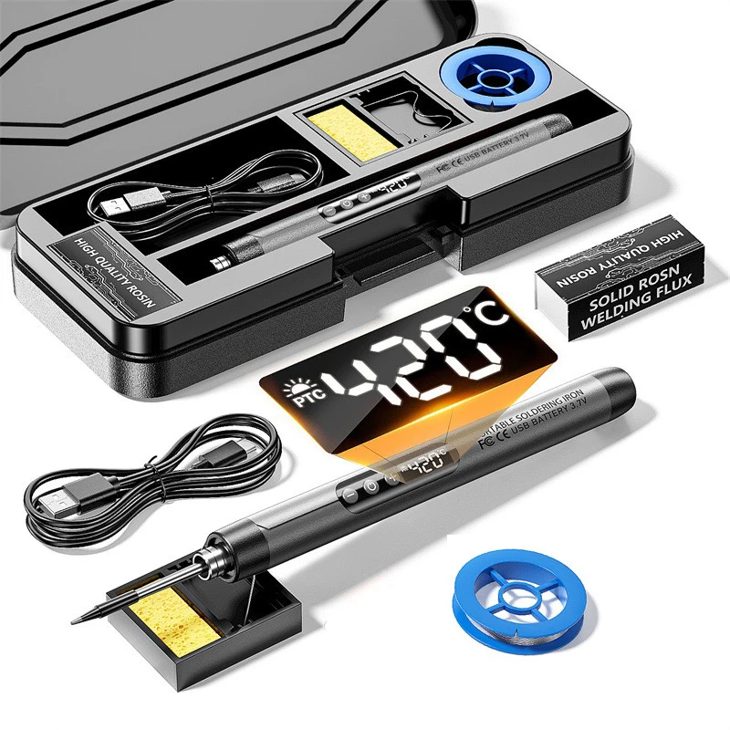 USB Smart Soldering Iron Kit Digital Display Type-C Interface Electric LED Soldering Iron Adjustable Temperature Welding Tool ﻿