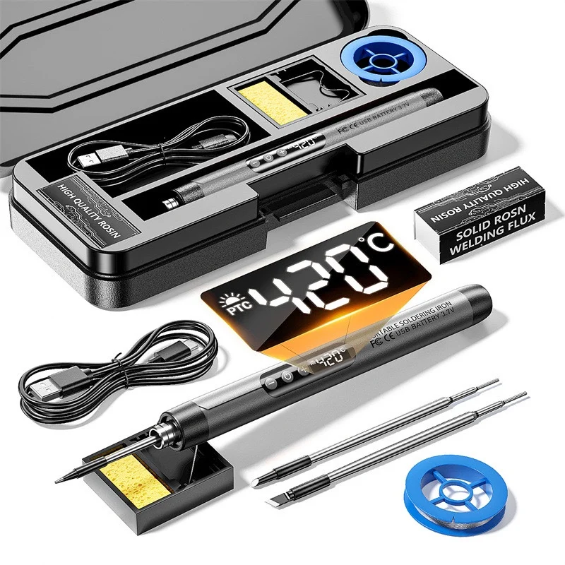 USB Smart Soldering Iron Kit Digital Display Type-C Interface Electric LED Soldering Iron Adjustable Temperature Welding Tool ﻿