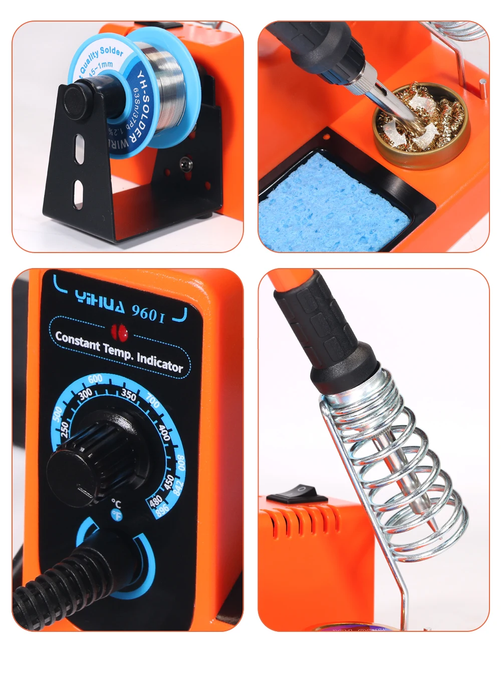 YIHUA 926LED-III Digital Electric Soldering Iron Kit with Helping Hands 960I Adjustable Temperature Portable Soldering Station