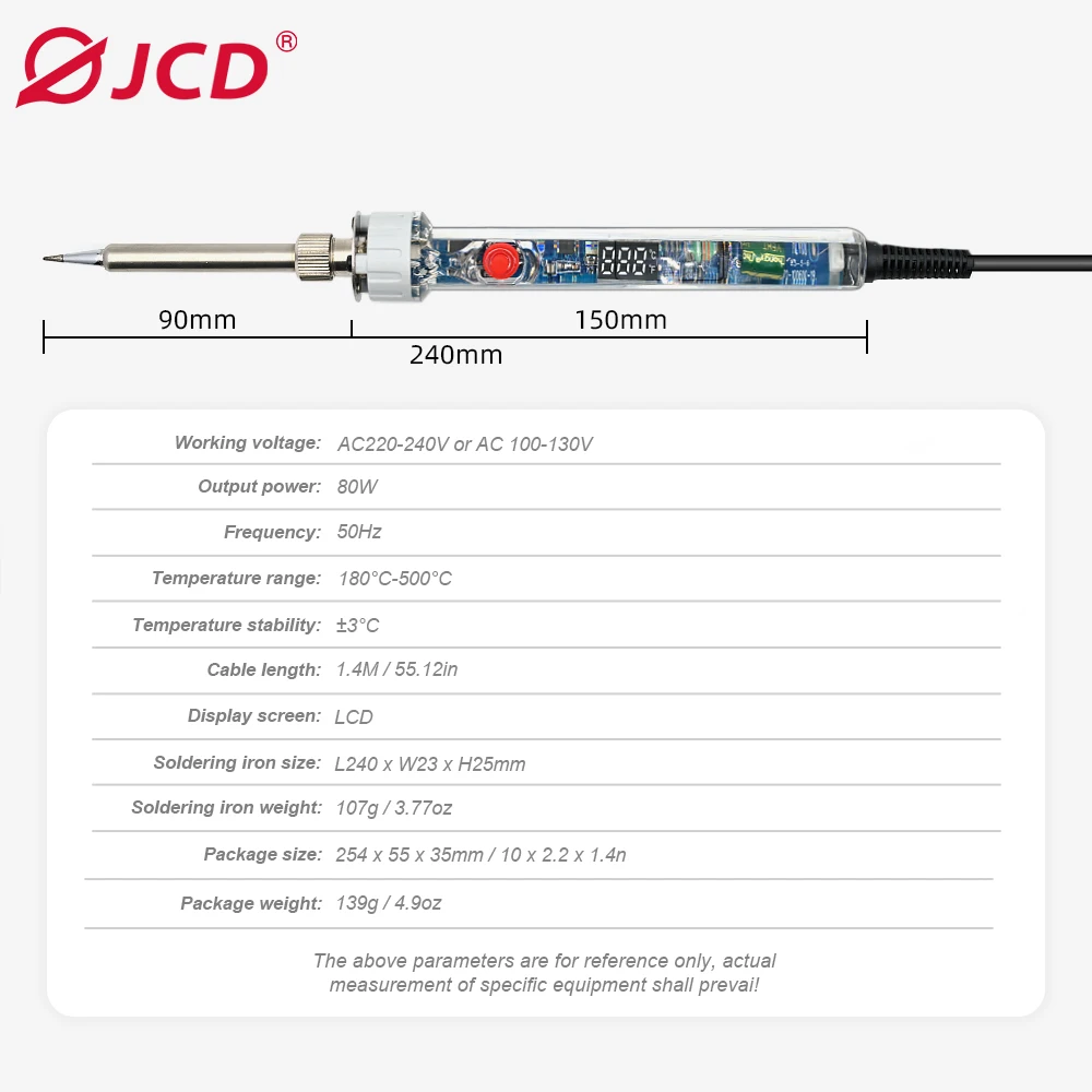 JCD 90W Electric Soldering Iron New P907 Transparent shell LCD Digital Display Adjustable Temperature 220V/110V Welding Tools JCD 90W Electric Soldering Iron New P907 Transparent shell LCD Digital Display Adjustable Temperature 220V/110V Welding Tools