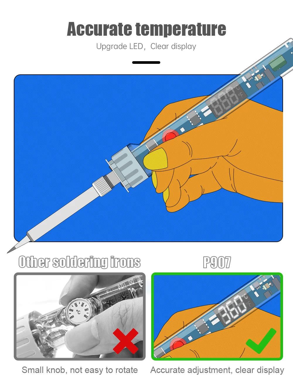JCD 90W Electric Soldering Iron New P907 Transparent shell LCD Digital Display Adjustable Temperature 220V/110V Welding Tools JCD 90W Electric Soldering Iron New P907 Transparent shell LCD Digital Display Adjustable Temperature 220V/110V Welding Tools
