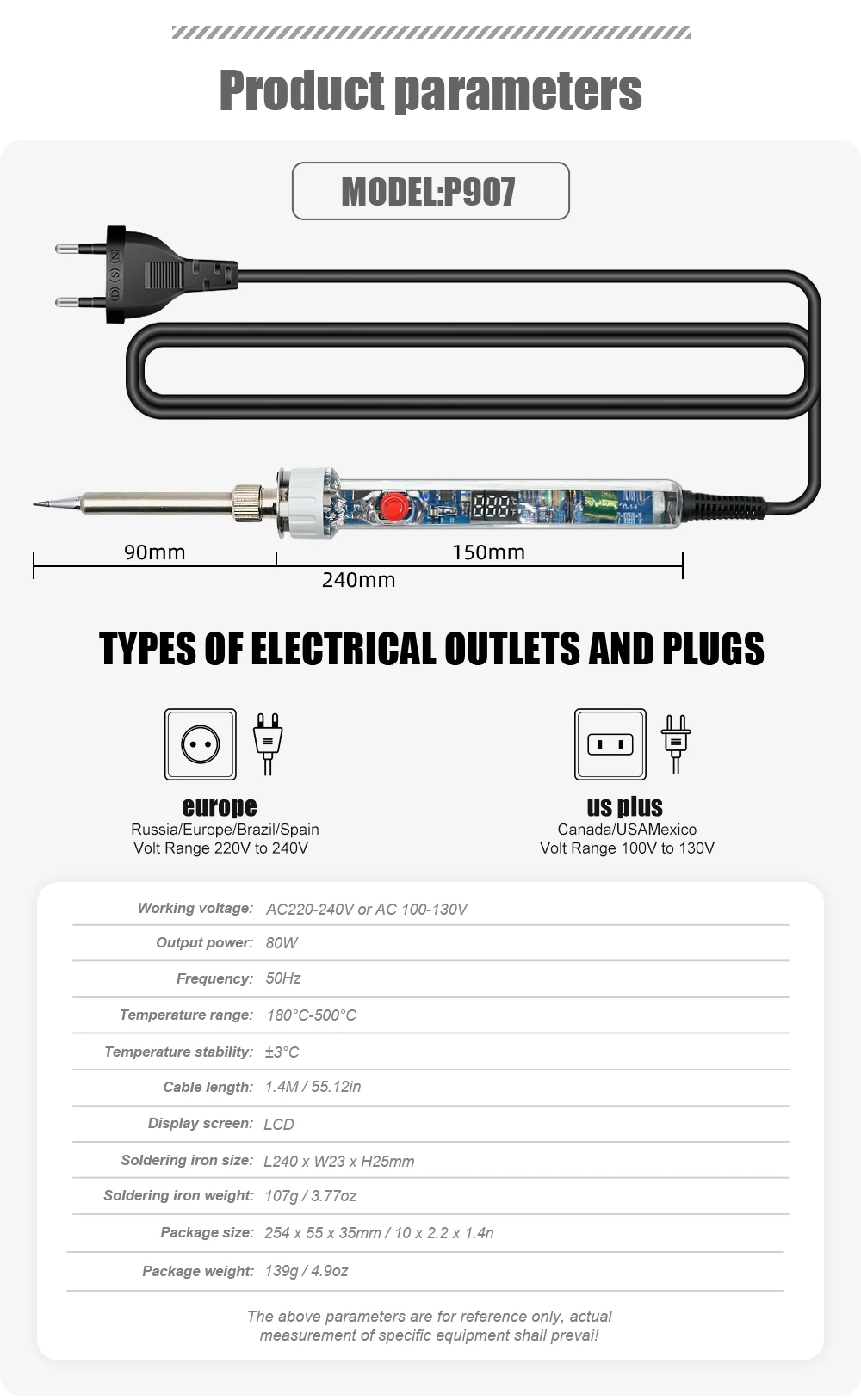 JCD 90W Electric Soldering Iron New P907 Transparent shell LCD Digital Display Adjustable Temperature 220V/110V Welding Tools JCD 90W Electric Soldering Iron New P907 Transparent shell LCD Digital Display Adjustable Temperature 220V/110V Welding Tools