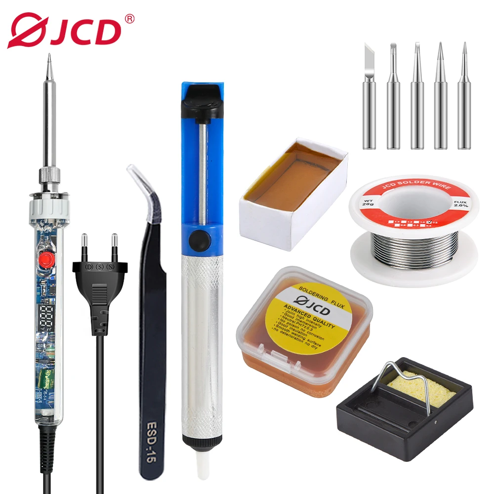 JCD 90W Electric Soldering Iron New P907 Transparent shell LCD Digital Display Adjustable Temperature 220V/110V Welding Tools JCD 90W Electric Soldering Iron New P907 Transparent shell LCD Digital Display Adjustable Temperature 220V/110V Welding Tools