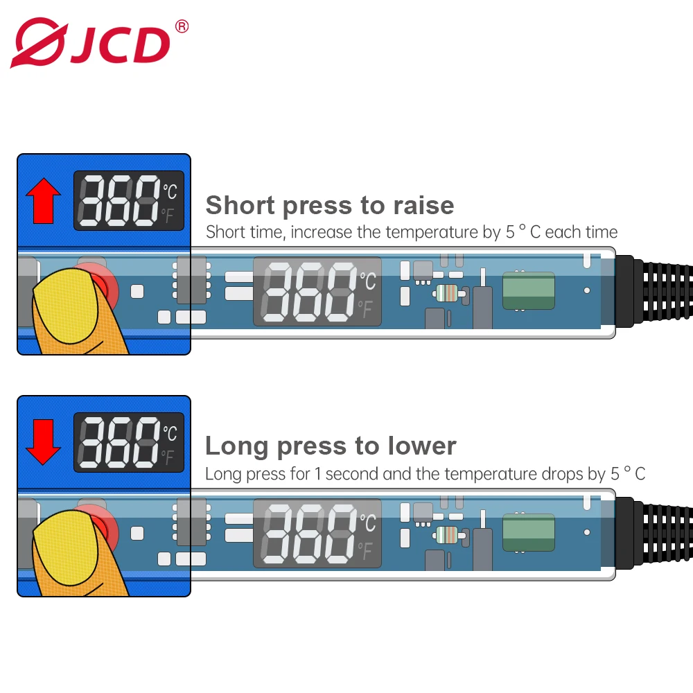 JCD 90W Electric Soldering Iron New P907 Transparent shell LCD Digital Display Adjustable Temperature 220V/110V Welding Tools JCD 90W Electric Soldering Iron New P907 Transparent shell LCD Digital Display Adjustable Temperature 220V/110V Welding Tools