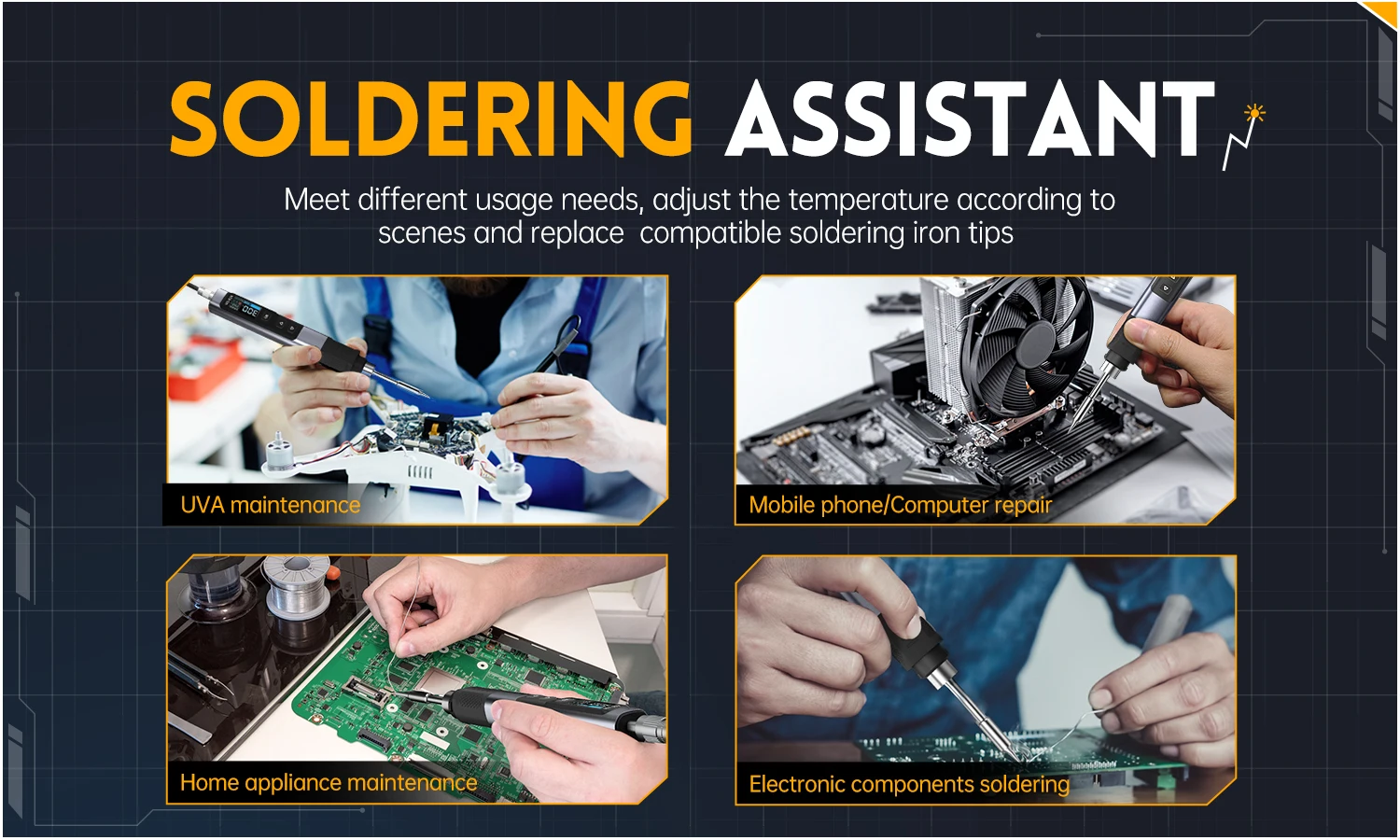 FNIRSI HS-02 Adjustable Temperature Soldering Iron DC 20V 100-450℃ Welding Solder Rework Station PD 100W Portable Repair Tool