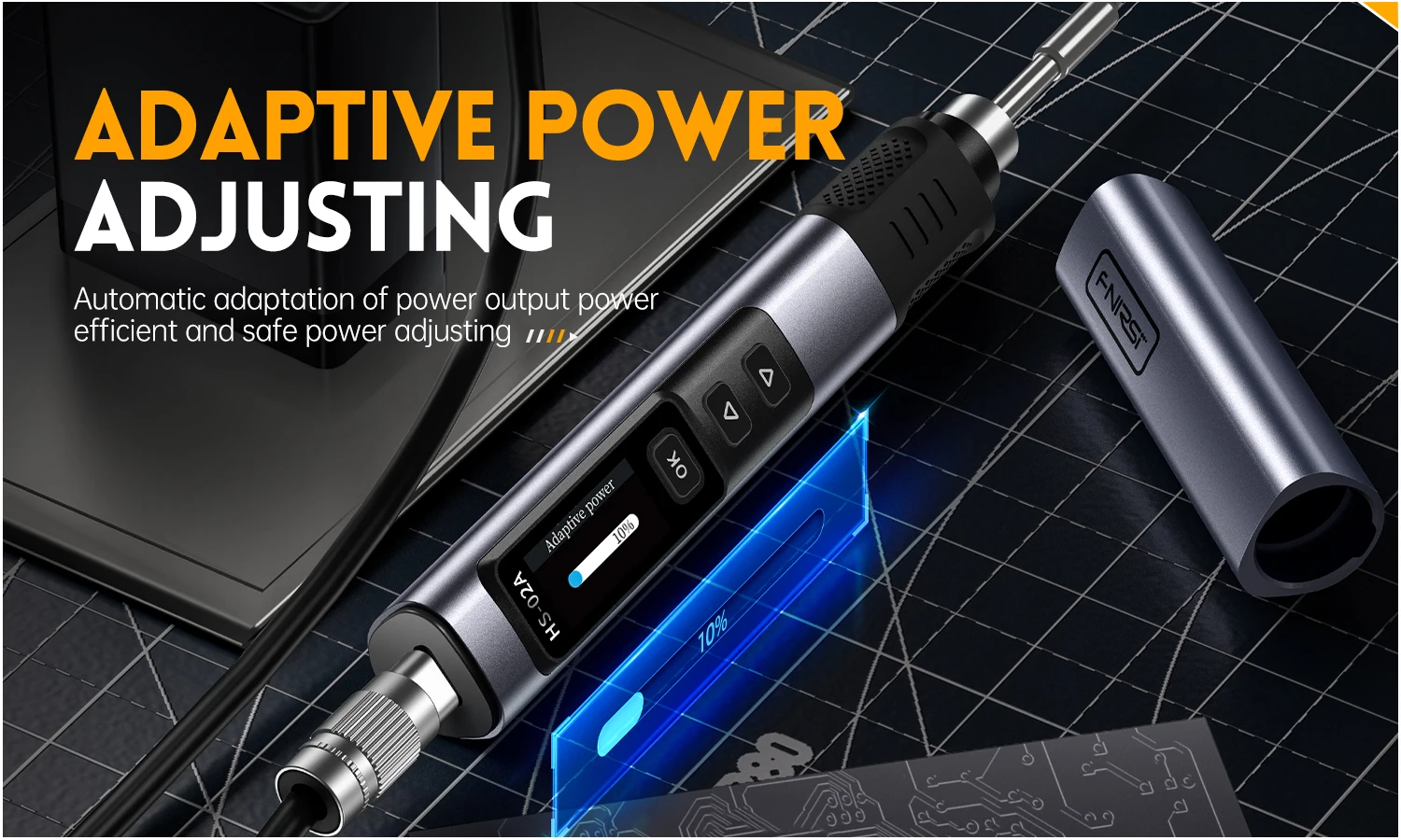 FNIRSI HS-02 Adjustable Temperature Soldering Iron DC 20V 100-450℃ Welding Solder Rework Station PD 100W Portable Repair Tool