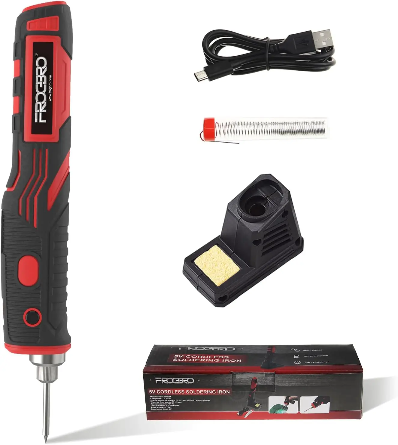 FROGBRO Cordless Soldering Iron 1800mAh Rechargeable Soldering Tool Professional Portable Welding Tool Electronic Soldering Kit FROGBRO Cordless Soldering Iron 1800mAh Rechargeable Soldering Tool Professional Portable Welding Tool Electronic Soldering Kit