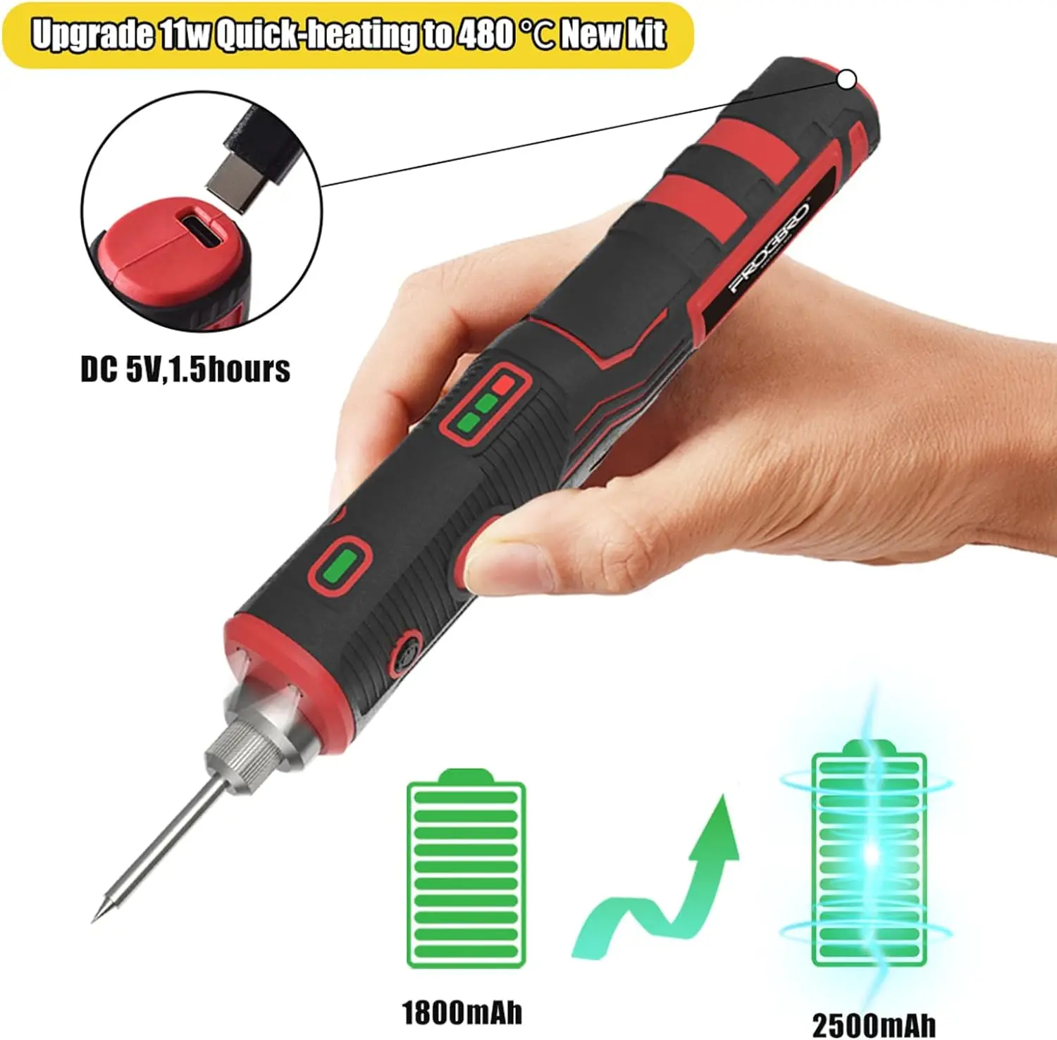 FROGBRO Cordless Soldering Iron 1800mAh Rechargeable Soldering Tool Professional Portable Welding Tool Electronic Soldering Kit FROGBRO Cordless Soldering Iron 1800mAh Rechargeable Soldering Tool Professional Portable Welding Tool Electronic Soldering Kit