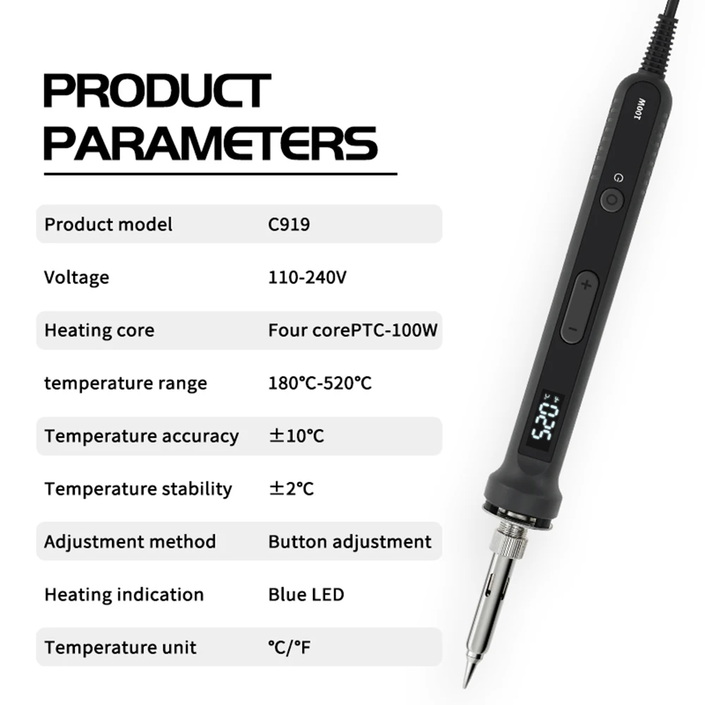 100W 120W 150W Digital Soldering Iron Set Kit Repair Welding Tool Set Calibration Temperature Adjustable 180-520-600C 907 909