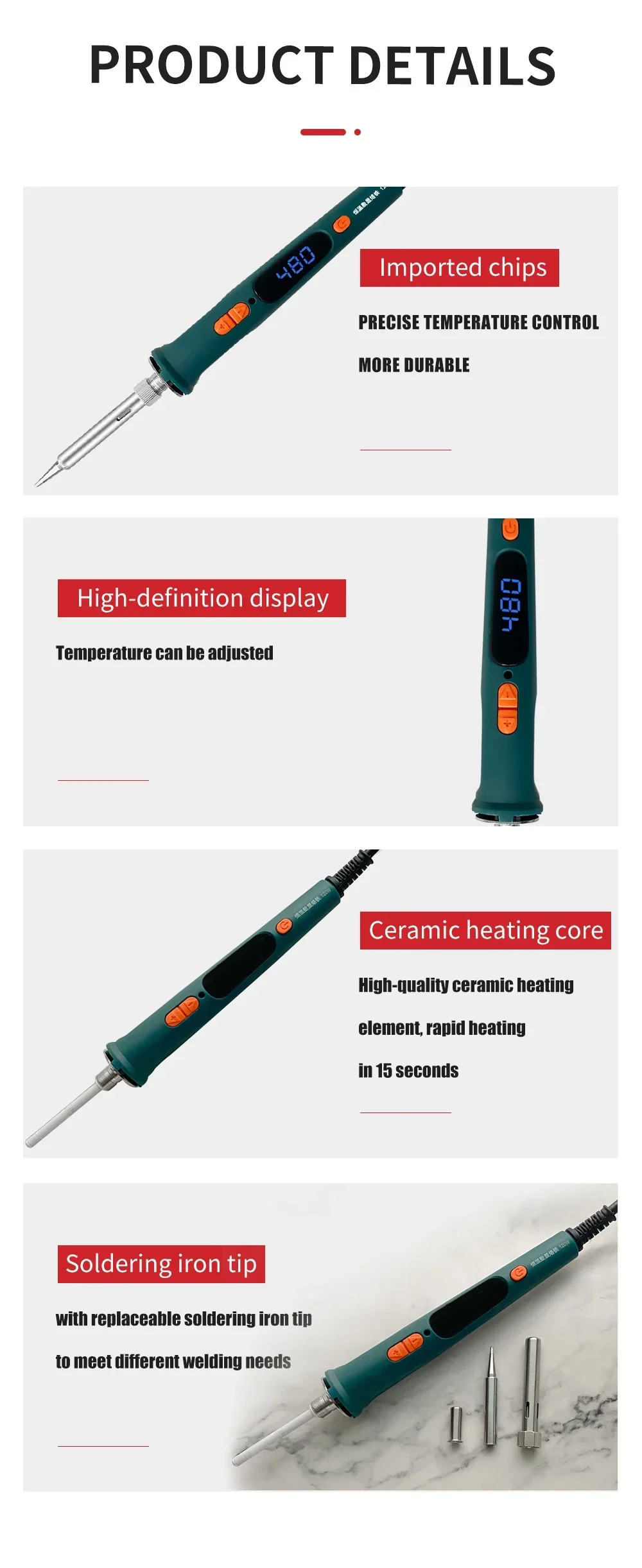 100W 120W 150W Digital Soldering Iron Set Kit Repair Welding Tool Set Calibration Temperature Adjustable 180-520-600C 907 909