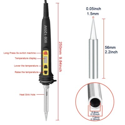 100W 120W 150W Digital Soldering Iron Set Kit Repair Welding Tool Set Calibration Temperature Adjustable 180-520-600C 907 909 - Image 5