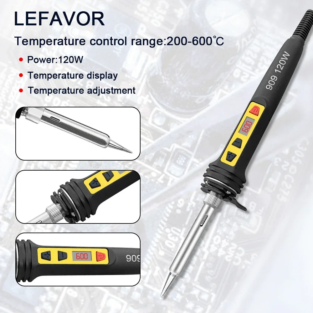 100W 120W 150W Digital Soldering Iron Set Kit Repair Welding Tool Set Calibration Temperature Adjustable 180-520-600C 907 909