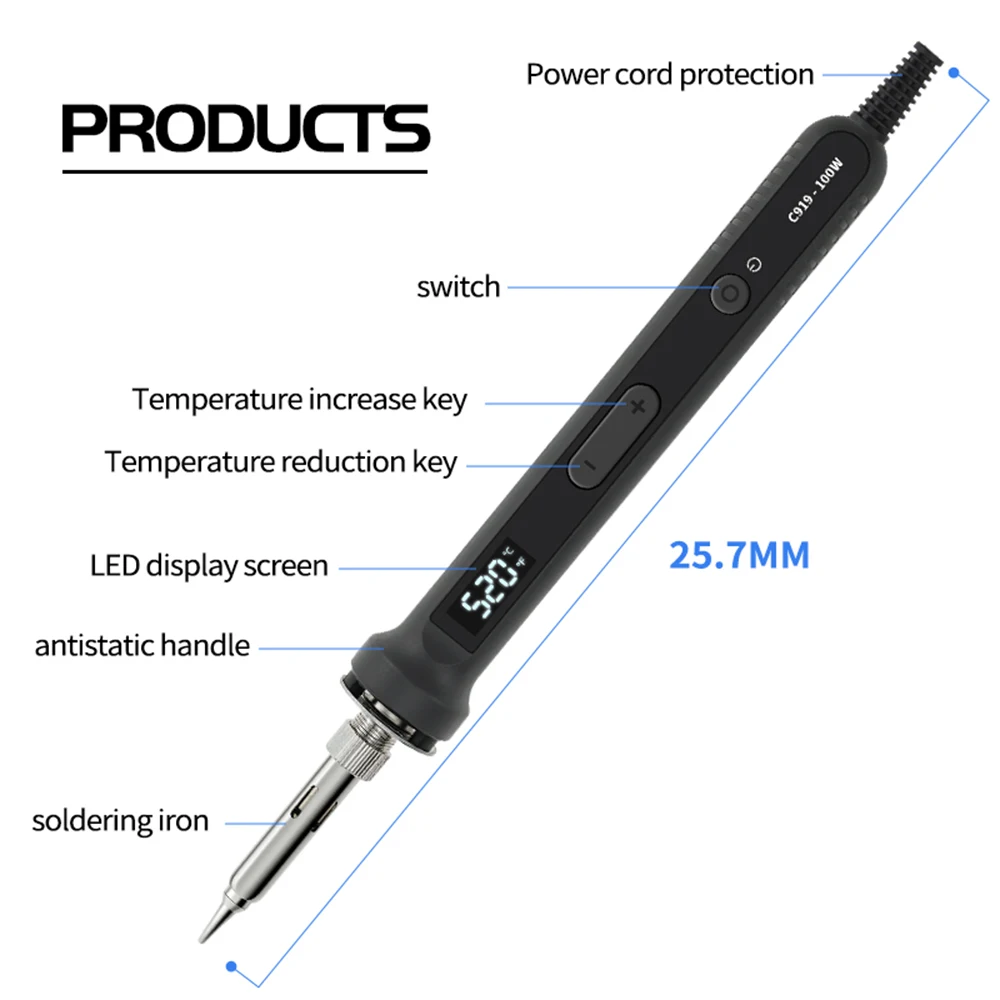 100W 120W 150W Digital Soldering Iron Set Kit Repair Welding Tool Set Calibration Temperature Adjustable 180-520-600C 907 909