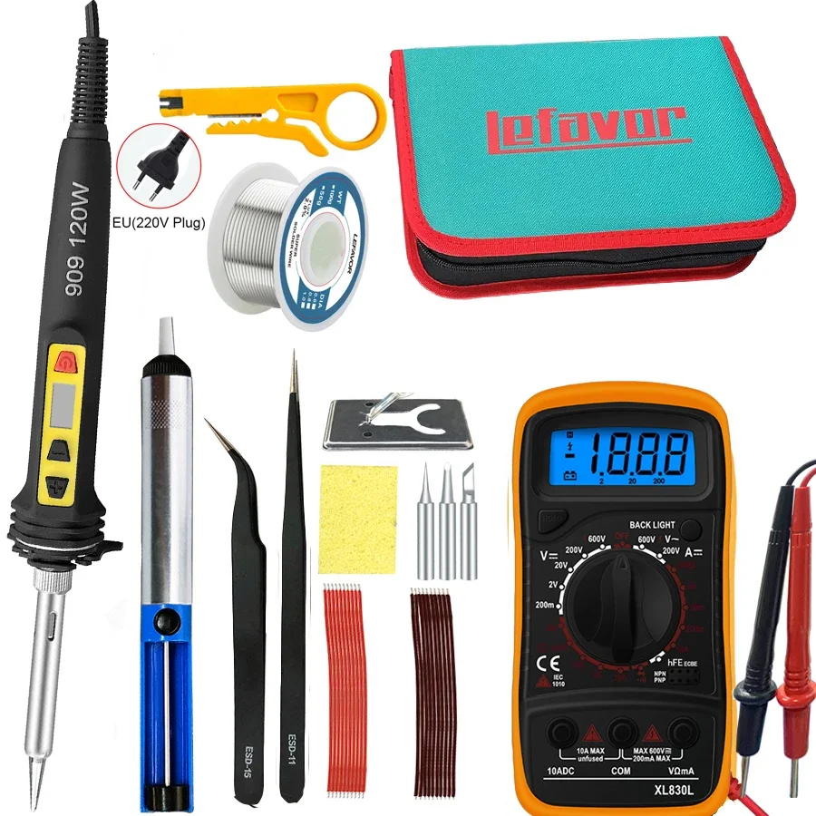 100W 120W 150W Digital Soldering Iron Set Kit Repair Welding Tool Set Calibration Temperature Adjustable 180-520-600C 907 909