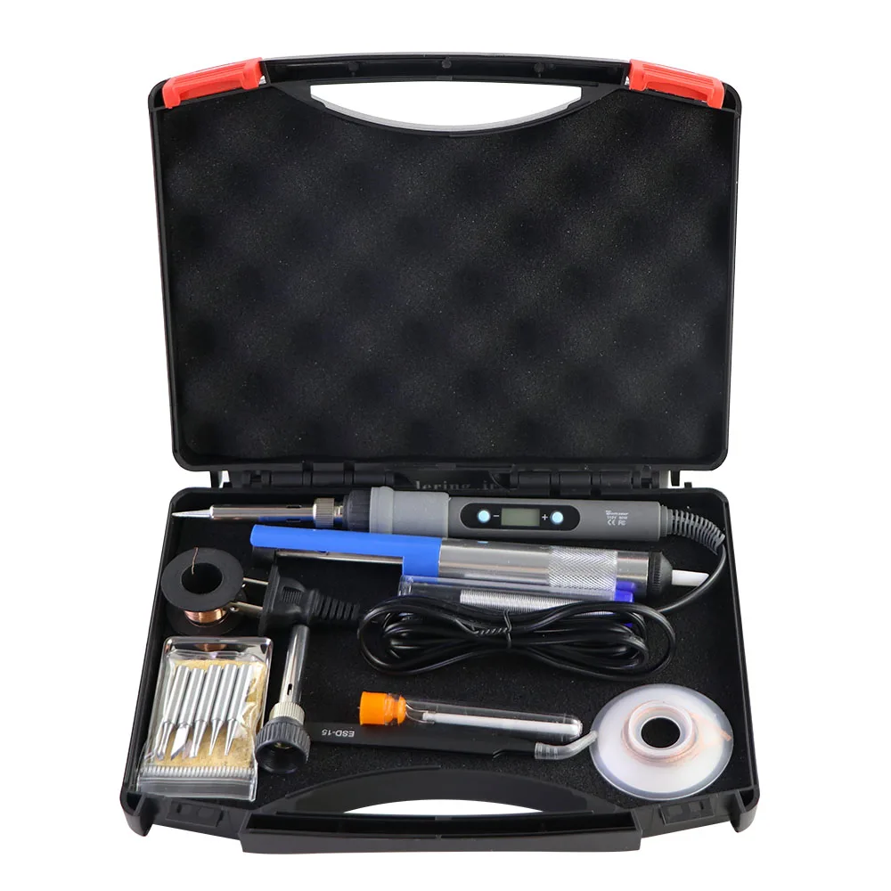 Gray 80W Digital Display Adjustable Temperature Electric Soldering Iron With Multimeter Tin Absorber Soldering Repair Tool Kit Gray 80W Digital Display Adjustable Temperature Electric Soldering Iron With Multimeter Tin Absorber Soldering Repair Tool Kit