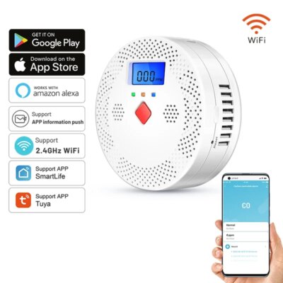 Tuya WiFi Smart Carbon Monoxide Detector Alarm 85dB Sound Warning LCD Digital Display Home Indoor Real-Time CO Monitor Poisoning - Image 2