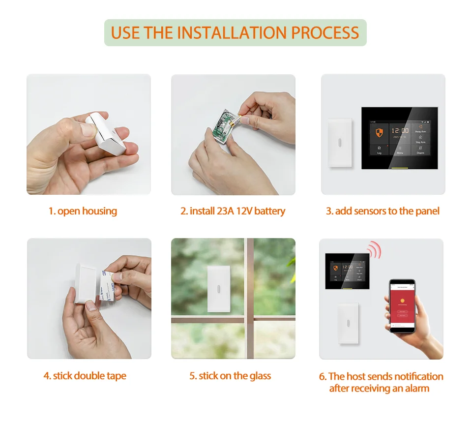 Staniot 4Pcs Smart Wireless Door Window Vibration Sensor Glass Break Burglar SOS Alarm Detector For Home Safety Protection