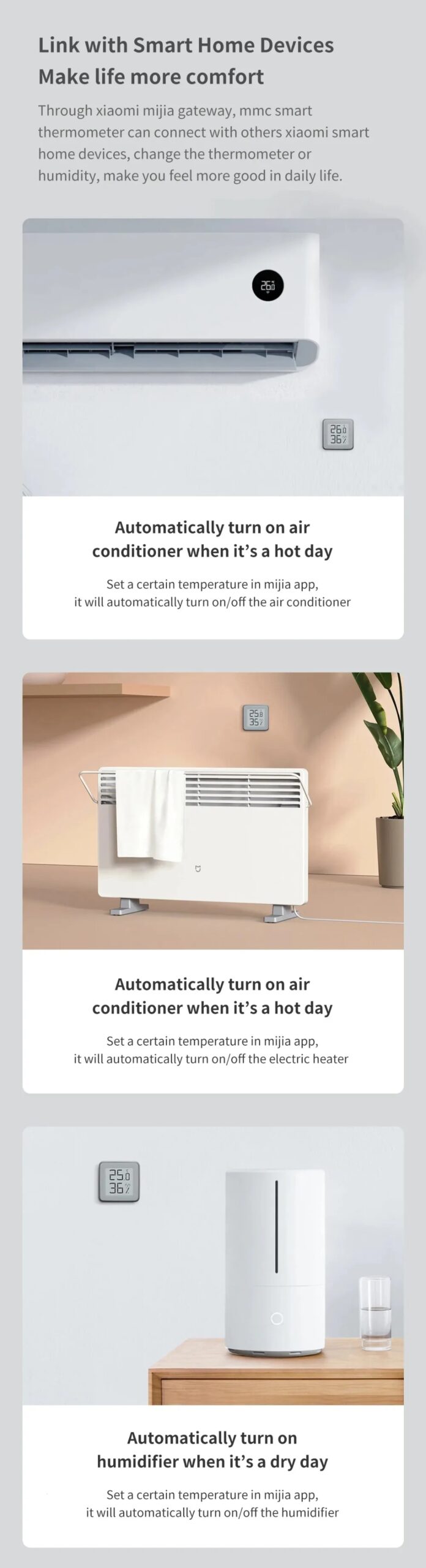 MMC Bluetooth-compatible Thermometer Hygrometer E-Ink Screen BT2.0 Smart Temperature Humidity Sensor Works for Mi Home App