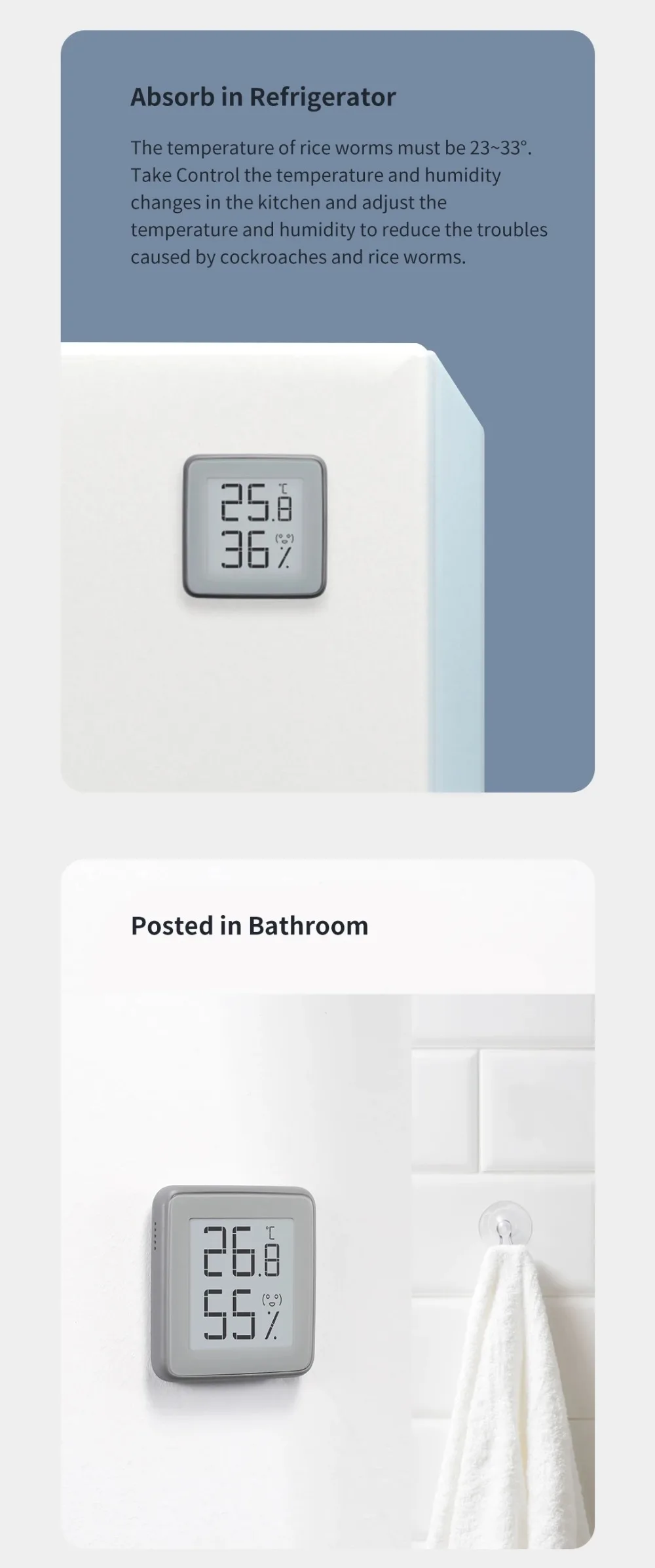 MMC Bluetooth-compatible Thermometer Hygrometer E-Ink Screen BT2.0 Smart Temperature Humidity Sensor Works for Mi Home App