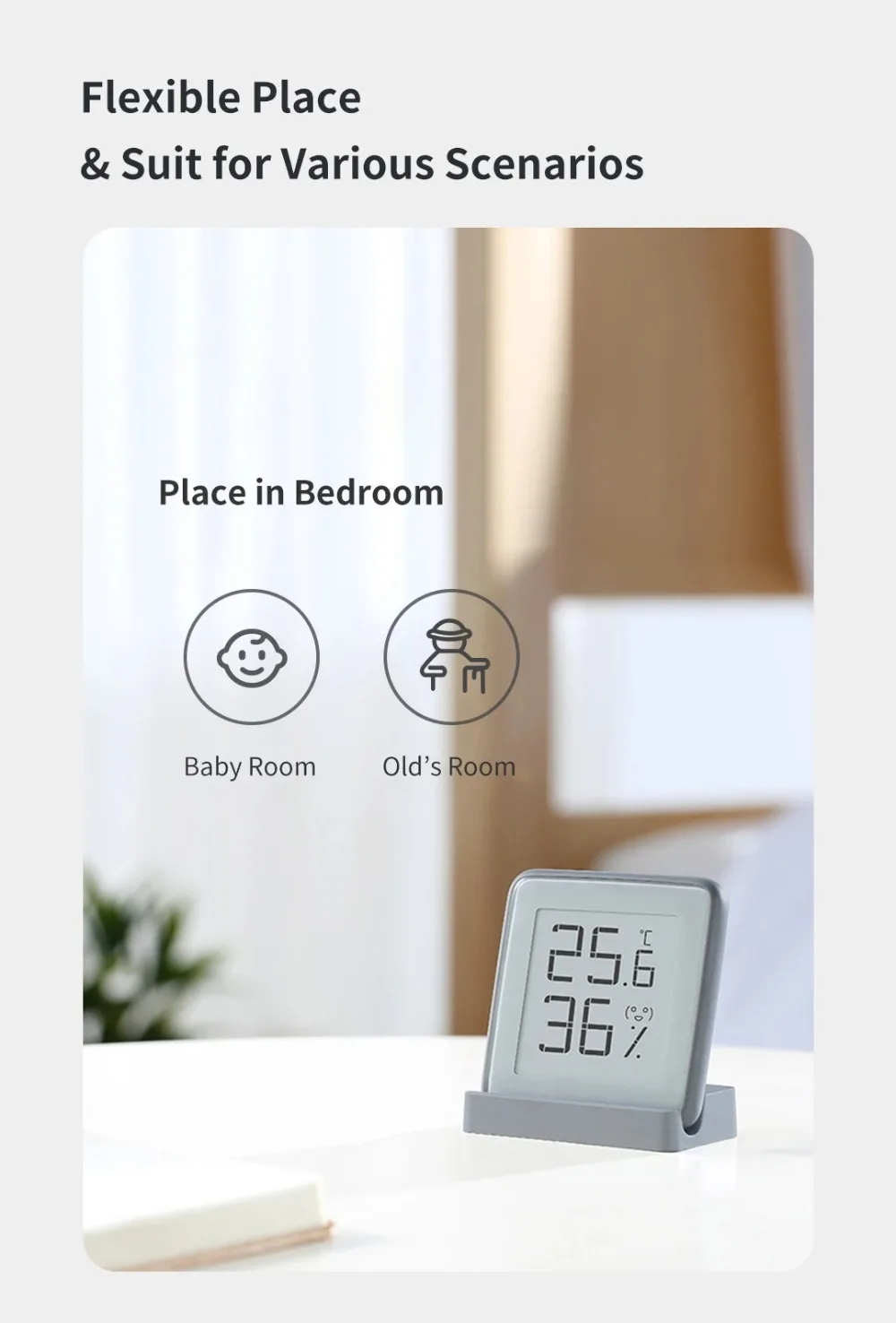 MMC Bluetooth-compatible Thermometer Hygrometer E-Ink Screen BT2.0 Smart Temperature Humidity Sensor Works for Mi Home App