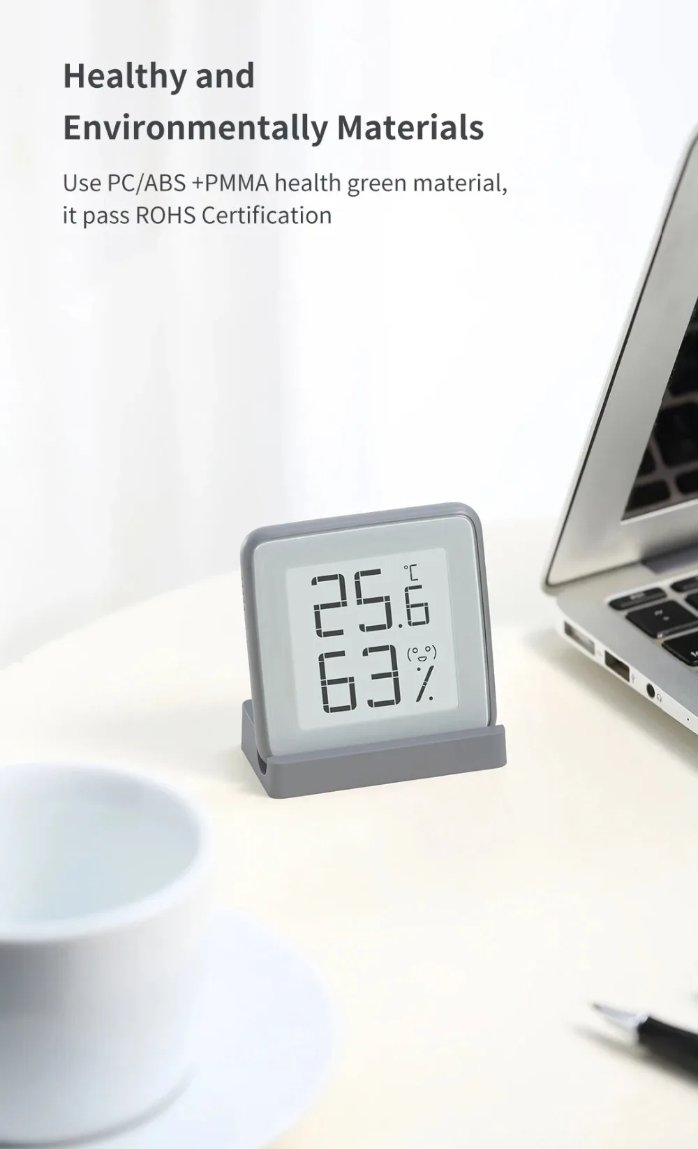 MMC Bluetooth-compatible Thermometer Hygrometer E-Ink Screen BT2.0 Smart Temperature Humidity Sensor Works for Mi Home App