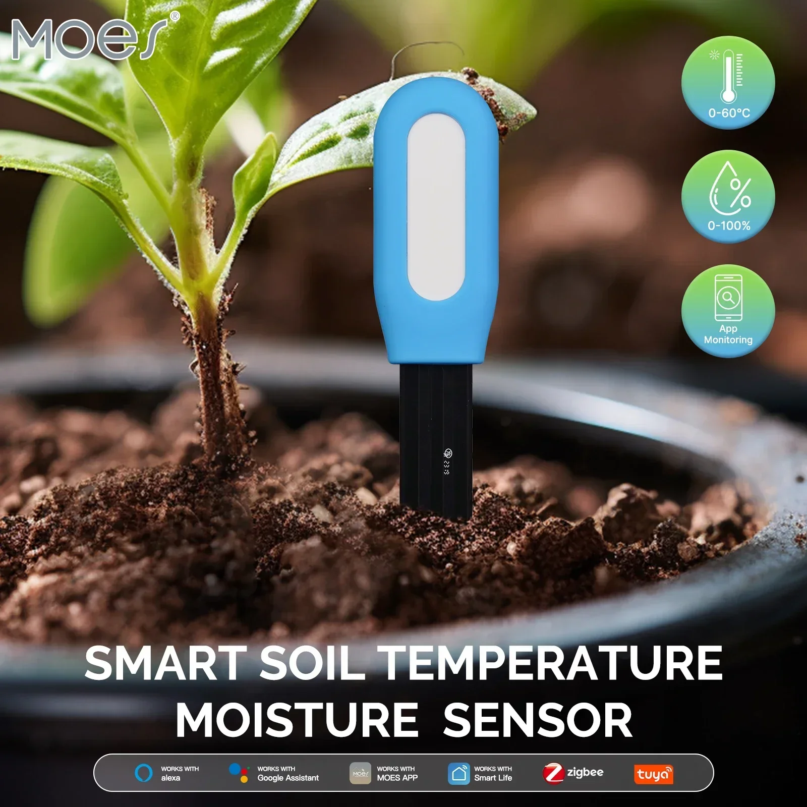 MOES Smart ZigBee Soil Temperature Meter Moisture Humidity Sensor Plant Monitor Detector Garden Automation Irrigation MOES Smart ZigBee Soil Temperature Meter Moisture Humidity Sensor Plant Monitor Detector Garden Automation Irrigation